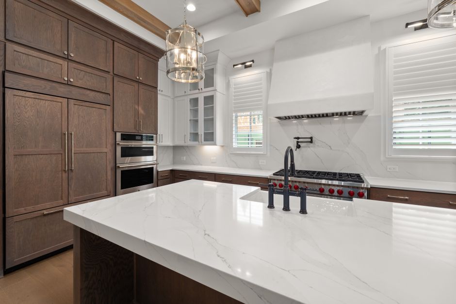 Marble kitchen island countertop installation