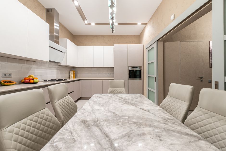 Modern luxury custom kitchen interior with premium countertops